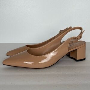 Wayderns Patents Pumps Shoes Size 11.5 Cream Slingback Preppy Squared Heels